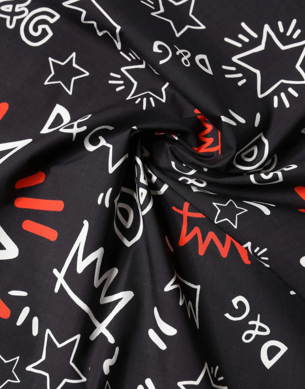 Foulard en coton dolce & gabbana noir avec impression graffiti blanche et rouge de 47cm x 46cm