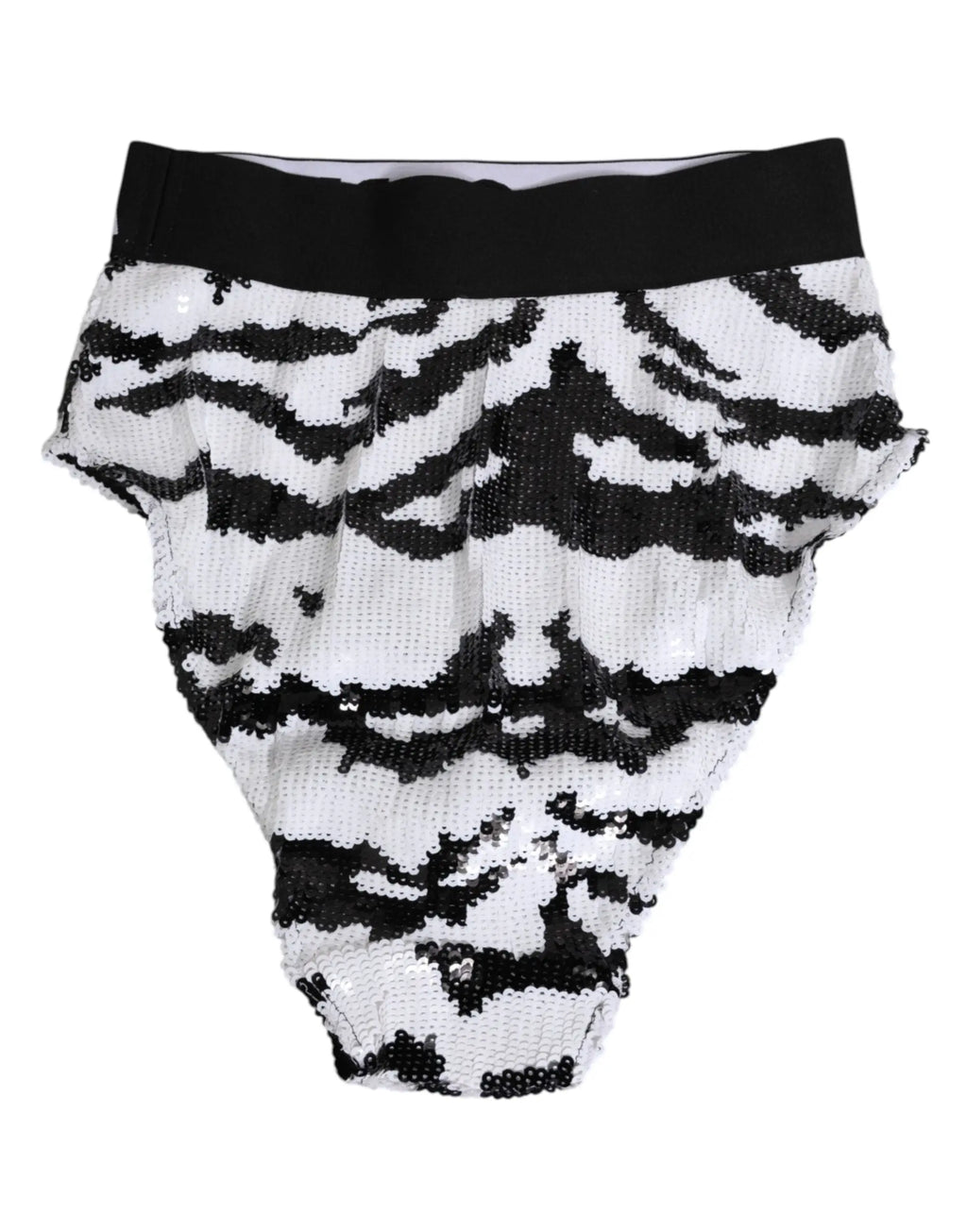 Culotte taille haute en sequins noir et blanc avec motif rayures zebrées dolce gabbana