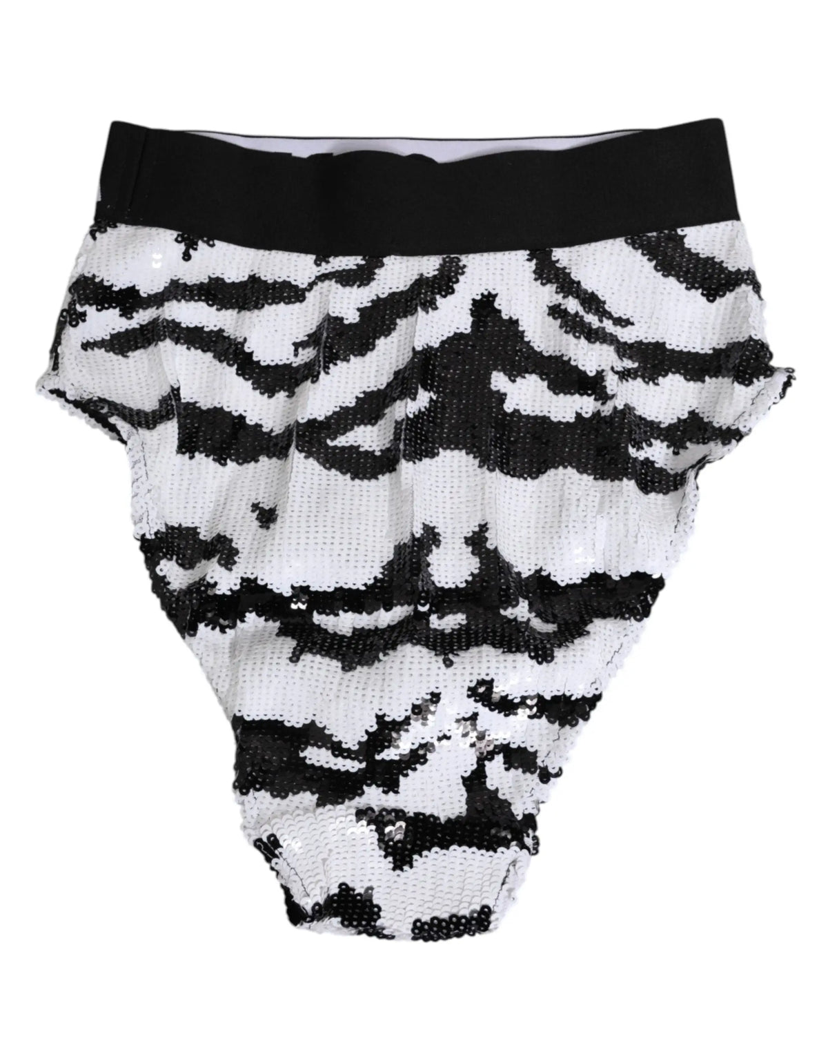 Culotte taille haute en sequins noir et blanc avec motif rayures zebrées dolce gabbana