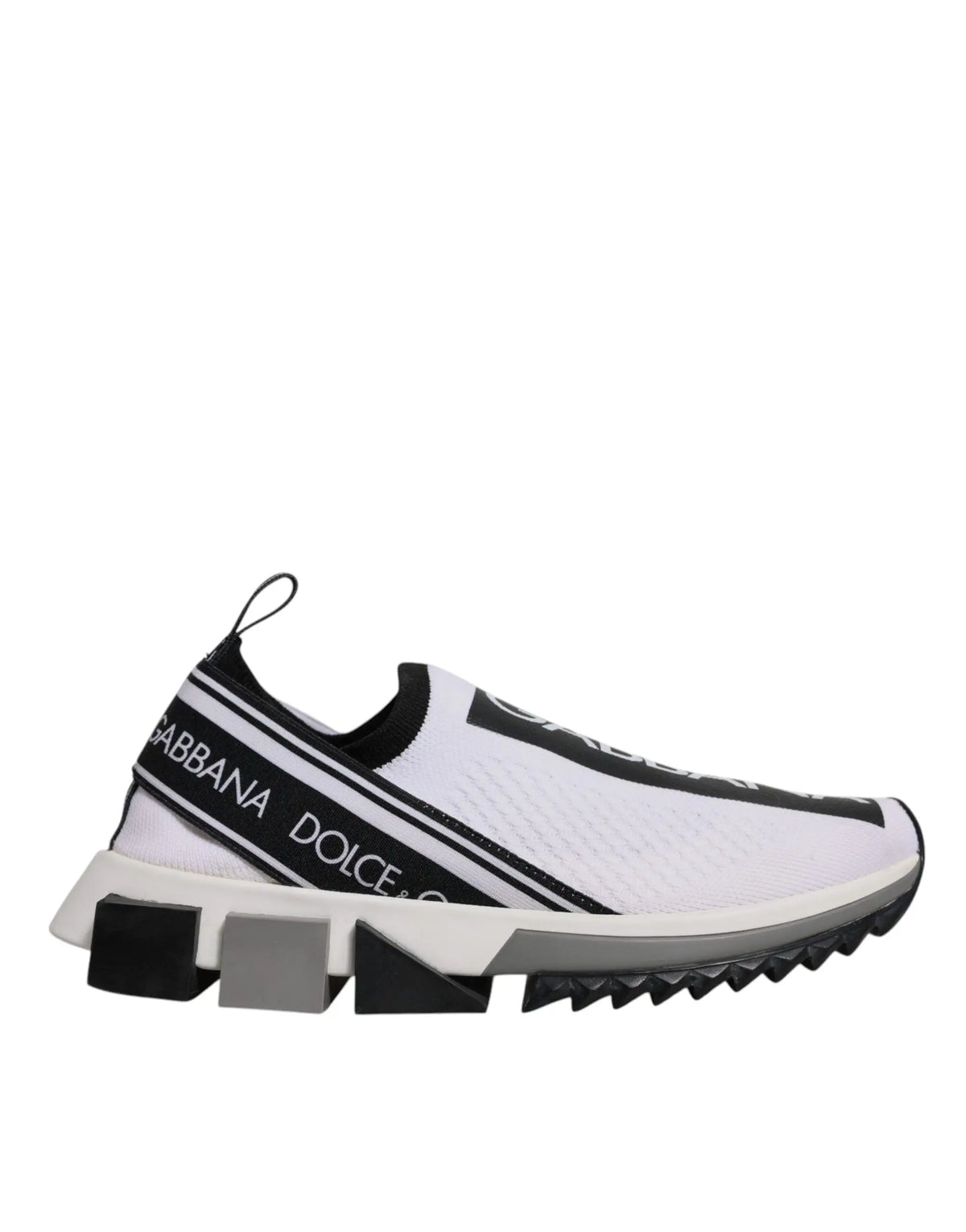 Baskets dolce & gabbana sok prix noir et blanc à enfiler avec dessus en mesh, bande logo et semelle géométrique épaisse