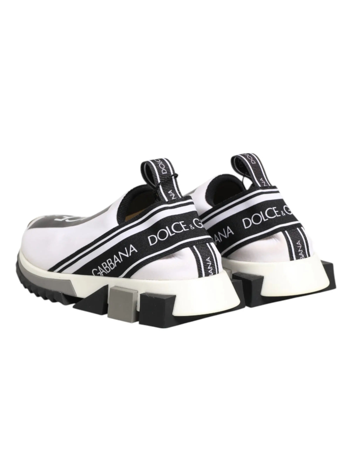 Baskets dolce & gabbana noir et blanc avec bandeaux rayés audacieux sur les côtés en slip on sorrento
