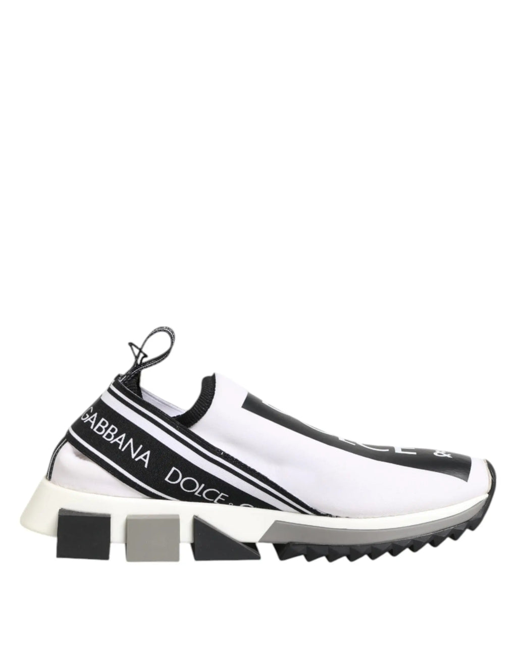 Baskets slip-on dolce & gabbana blanches avec logo noir et semelle épaisse multicolore sorrento