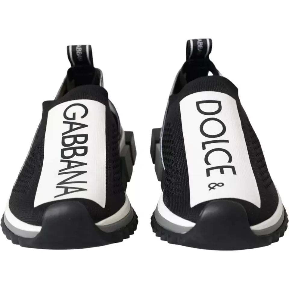 Baskets slip-on dolce & gabbana noires et blanches avec lettres épaisses sur les côtés