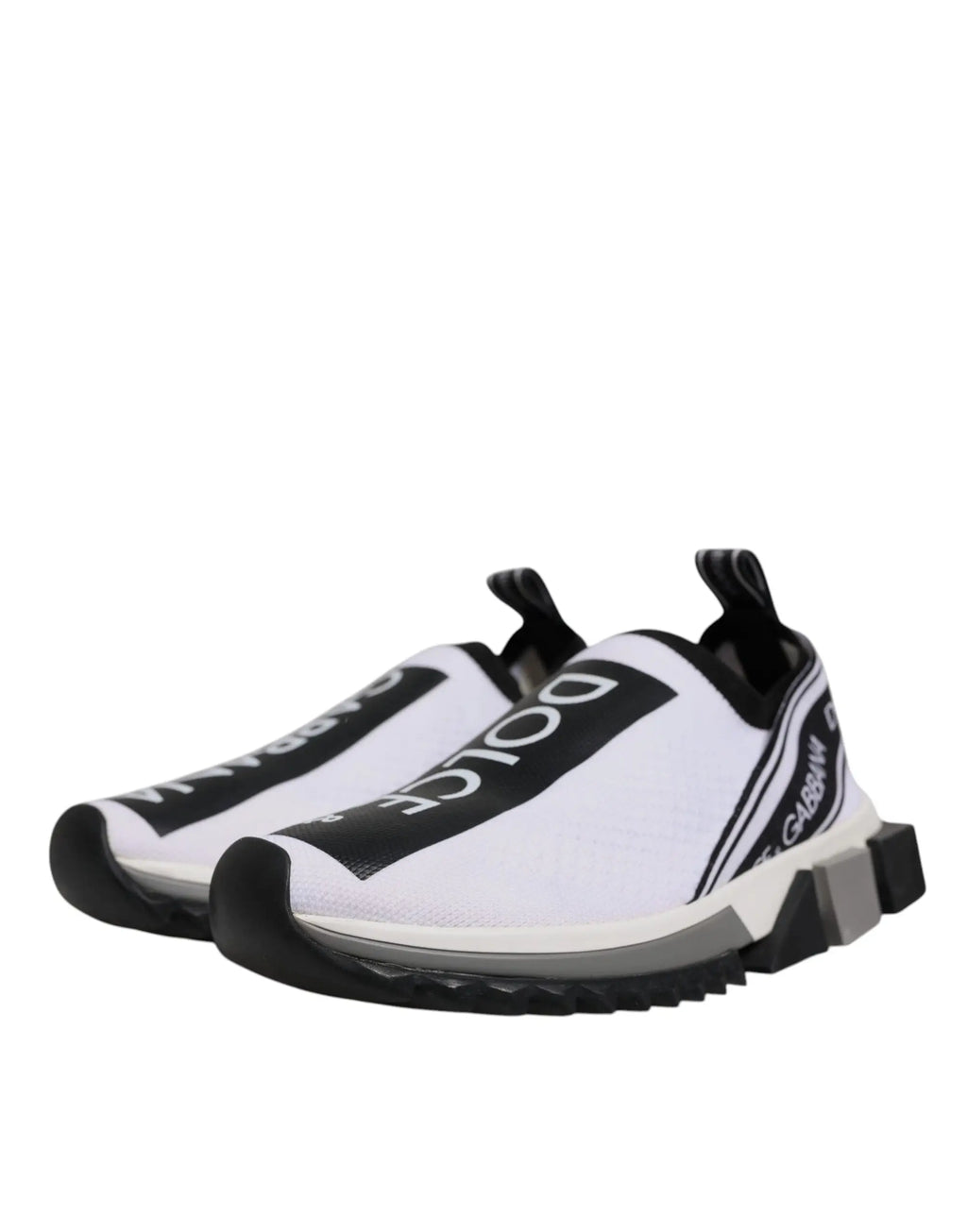 Baskets slip-on dolce gabbana noir et blanc avec bandes logo audacieuses pour un style casual et moderne