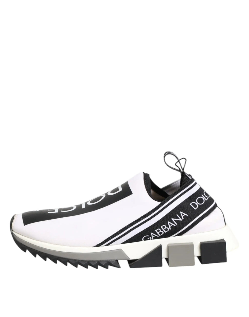 Dolce & gabbana slip on sneakers noirs et blancs avec semelle en caoutchouc texturée pour un confort optimal