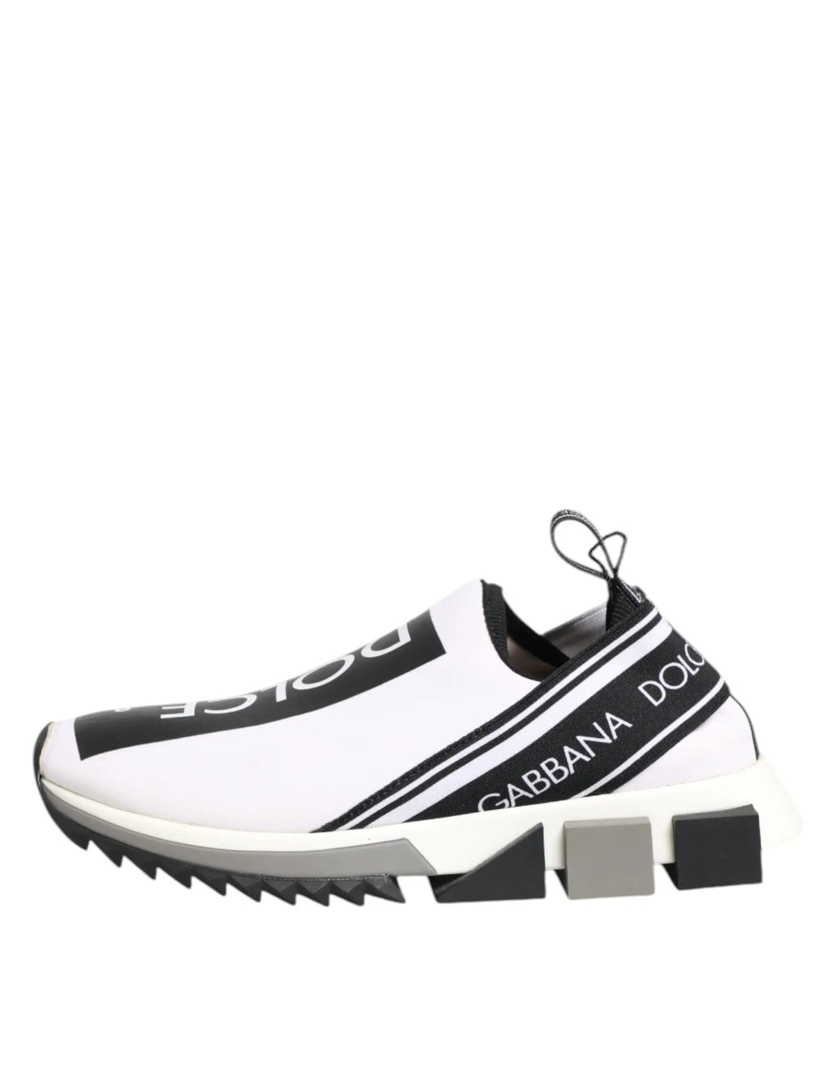 Dolce & gabbana slip on sneakers noirs et blancs avec semelle en caoutchouc texturée pour un confort optimal