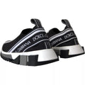 Baskets dolce & gabbana noires et blanches slip on avec semelle épaisse et bloc pour un style casual