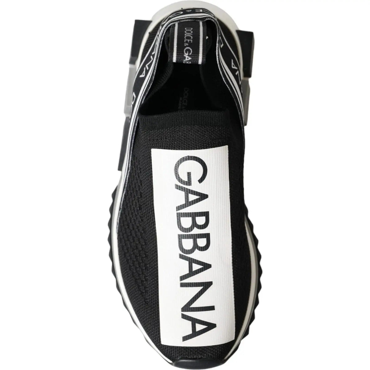 Baskets slip-on dolce gabbana noir et blanc avec bande logo verticale sur le côté