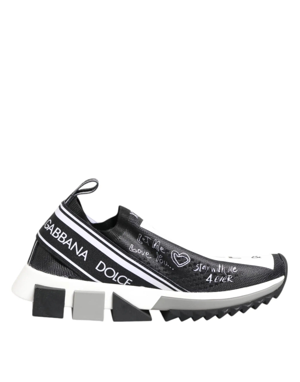 Baskets basses dolce & gabbana sorrento noir et blanc avec dessus texturé, logo audacieux et semelle épaisse géométrique