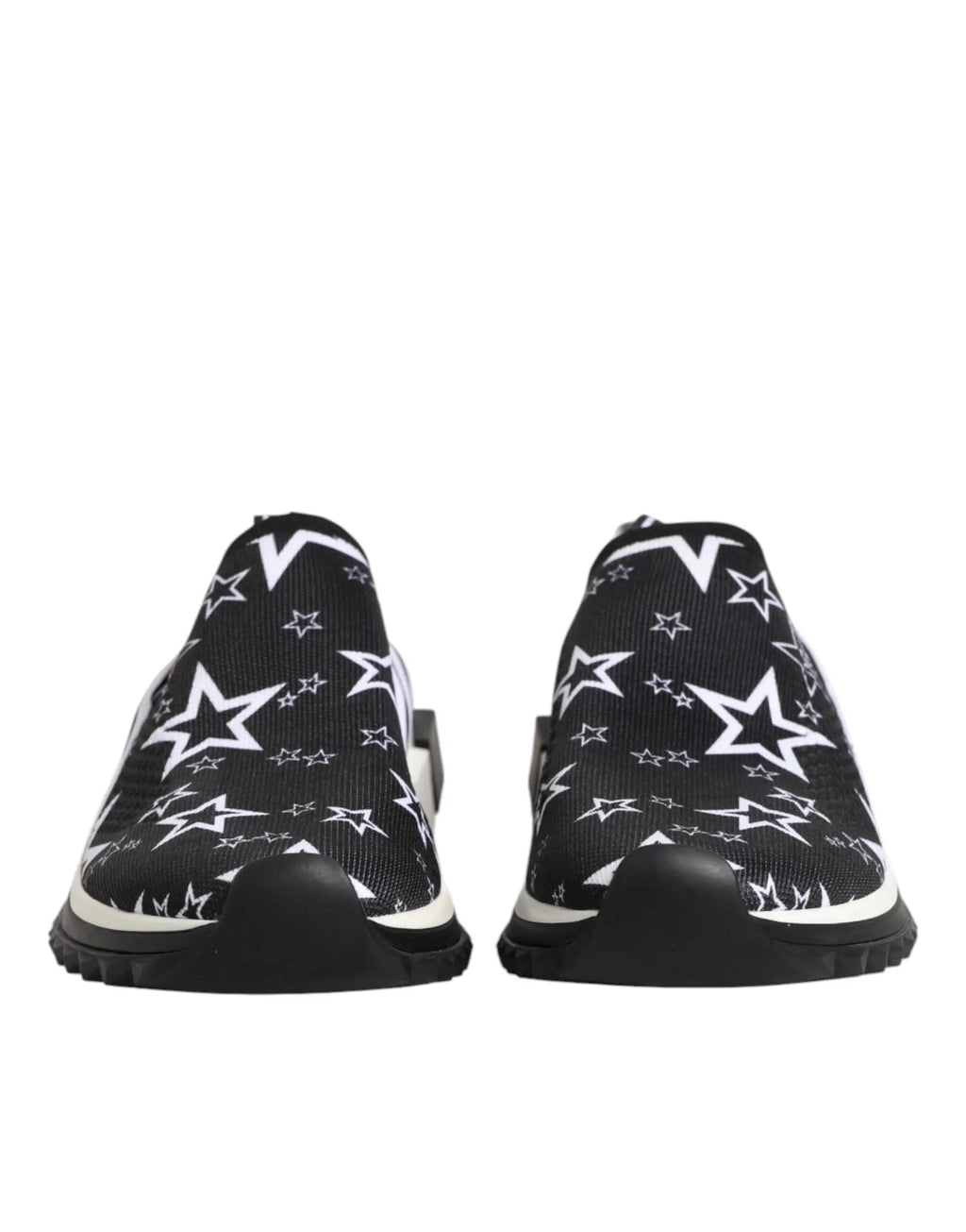 Baskets basses noire et blanche dolce & gabbana sorrento slip-on avec motif étoiles blanches et semelles contrastées