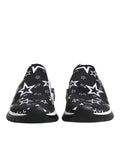Baskets basses noire et blanche dolce & gabbana sorrento slip-on avec motif étoiles blanches et semelles contrastées