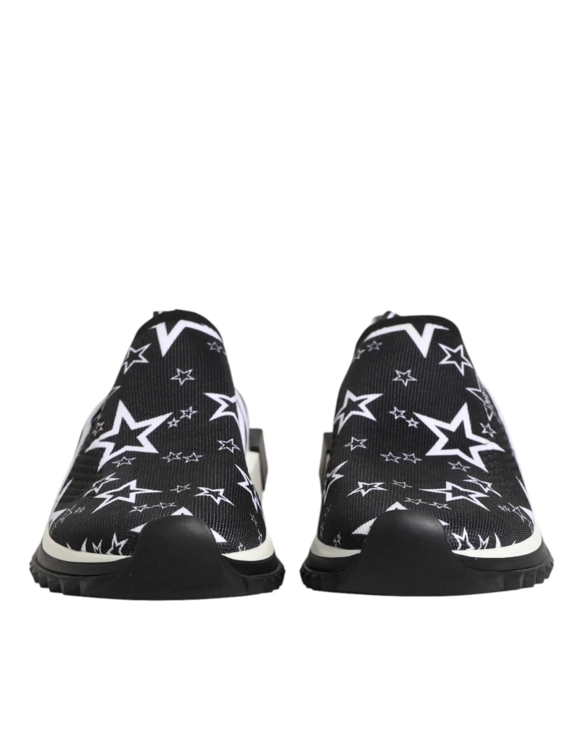 Baskets basses noire et blanche dolce & gabbana sorrento slip-on avec motif étoiles blanches et semelles contrastées