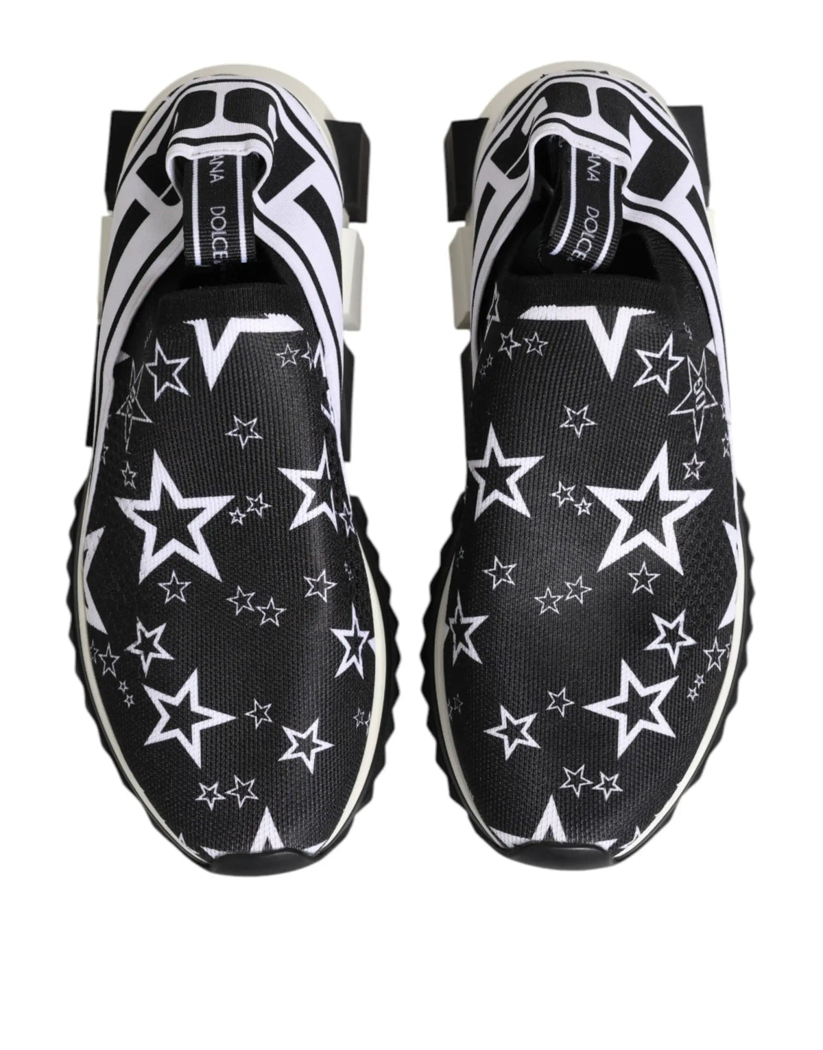 Baskets basses dolce & gabbana sorrento en toile noire et blanche avec motif étoiles slip-on graphique
