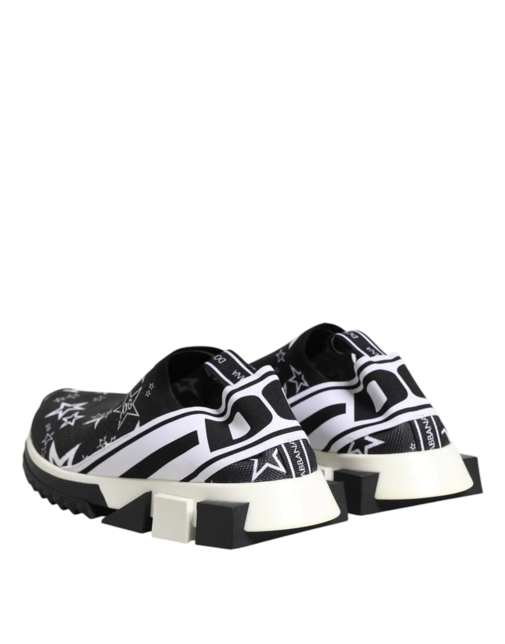 Baskets basses noir et blanc à motifs étoiles dolce gabbana avec logo marqué sur le côté
