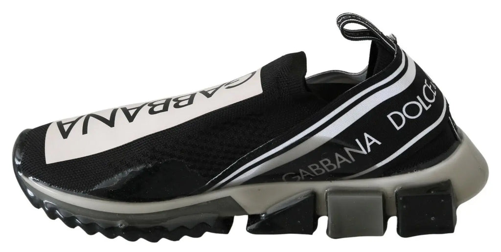 Baskets slip-on dolce & gabbana sorento noires et blanches avec tige en mesh, rayures logo audacieuses et semelle translucide