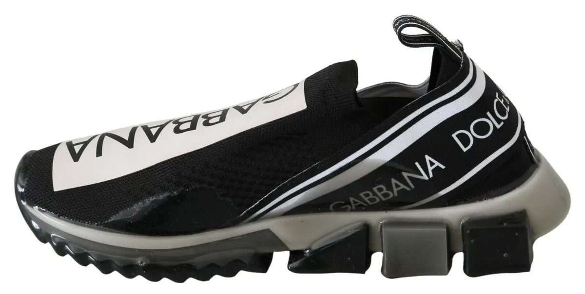Baskets slip-on dolce & gabbana sorento noires et blanches avec tige en mesh, rayures logo audacieuses et semelle translucide
