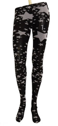 Dolce & gabbana bas nylon noirs et blancs avec imprimé étoiles noirs en latex brillant