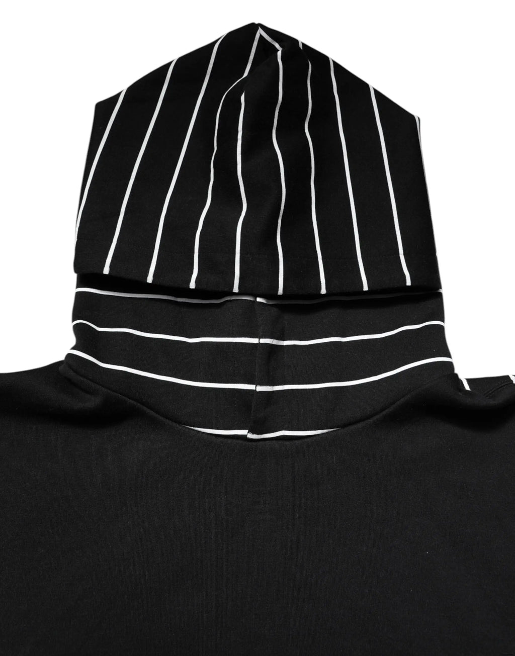 Sweat à capuche dolce & gabbana noir avec rayures blanches verticales et col assorti rayé