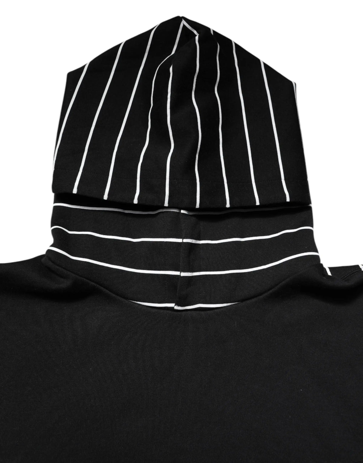 Sweat à capuche dolce & gabbana noir avec rayures blanches verticales et col assorti rayé
