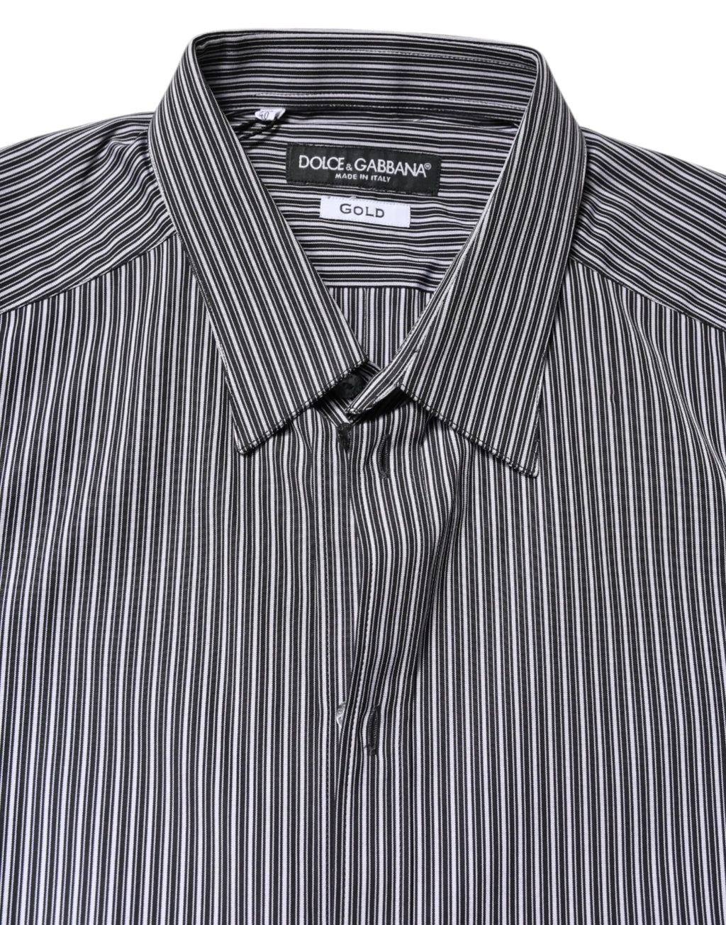 Dolce gabbana chemise habillée homme rayée noir et blanc col classique avec étiquette dorée
