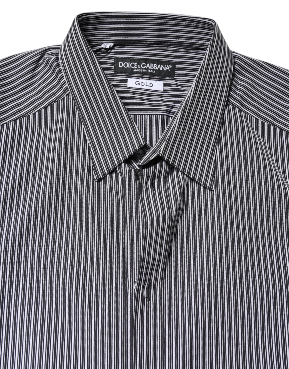 Dolce gabbana chemise habillée homme rayée noir et blanc col classique avec étiquette dorée