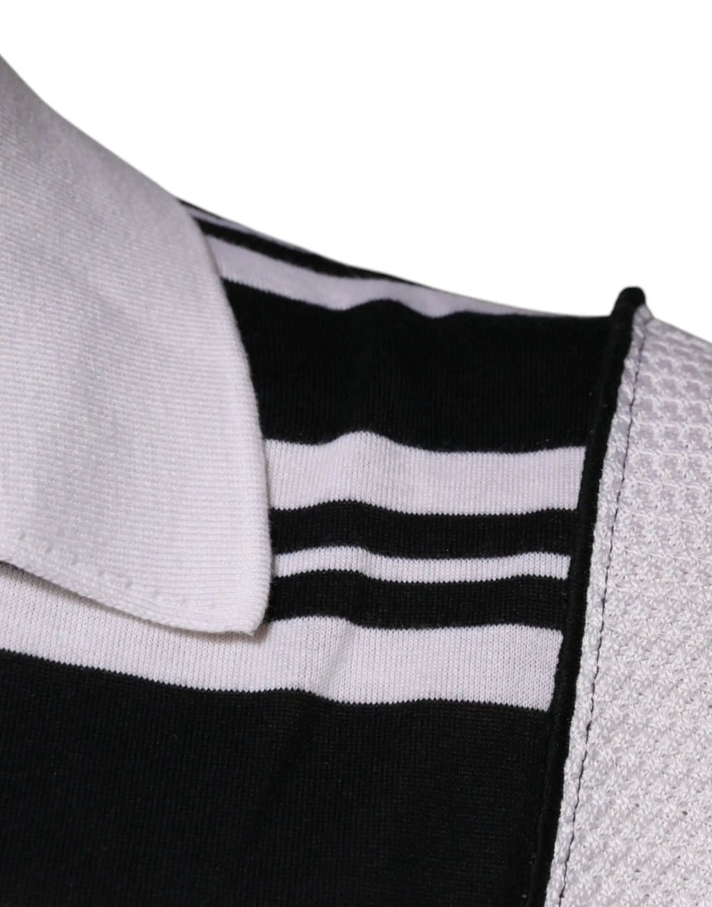Polo dolce & gabbana noir et blanc avec rayures sur la manche et panneau en mesh gris texturé
