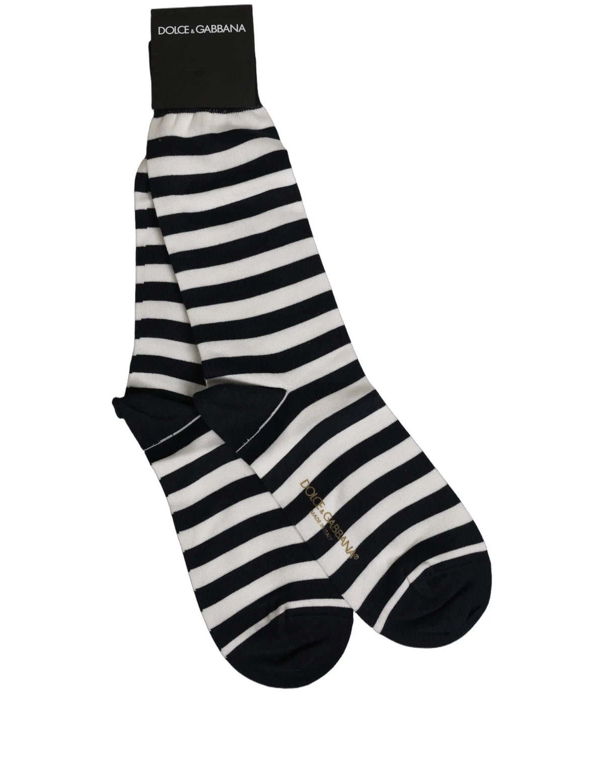 Chaussettes dolce & gabbana en coton rayées noir et blanc avec bord-côte côtelé montant mi-mollet