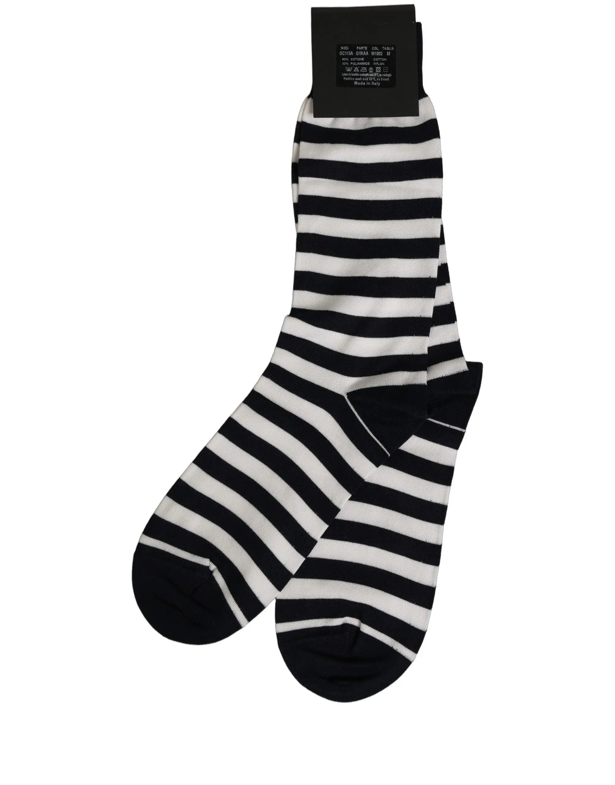 Chaussettes dolce & gabbana mi-mollet en coton à rayures noires et blanches avec un motif classique audacieux