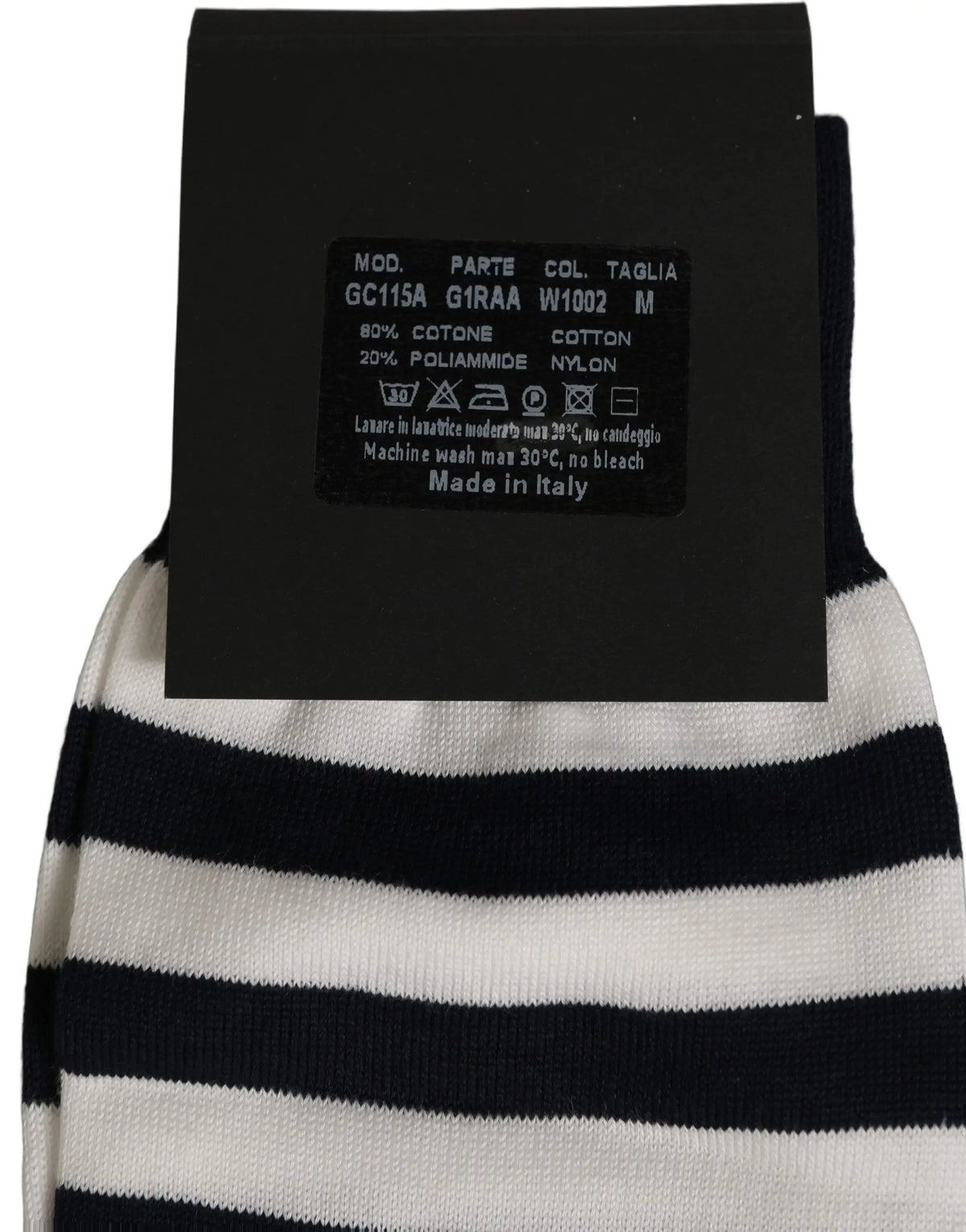 Chaussettes dolce & gabbana à rayures noires et blanches en coton à mi-mollet avec texture côtelée 80 coton 20 polyamide