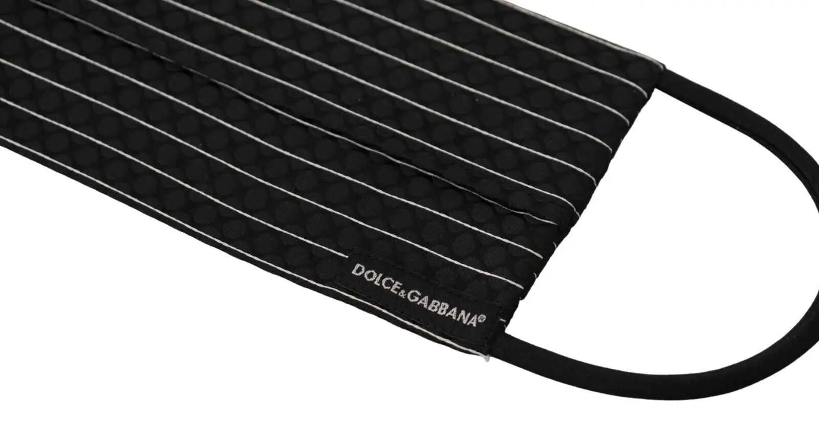 Masque facial dolce gabbana noir à rayures blanches avec tissu texturé et bandes élastiques pour les oreilles taille unique