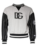 Sweatshirt dolce & gabbana noir et blanc à rayures avec logo dg audacieux sur la poitrine