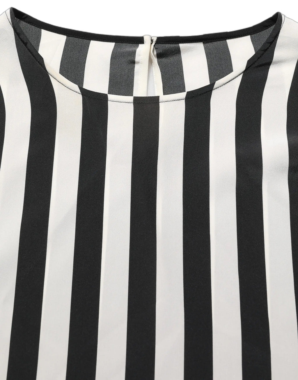 Dolce & Gabbana blouse noire et blanche à rayures verticales avec col rond en tissu léger