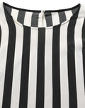 Dolce & Gabbana blouse noire et blanche à rayures verticales avec col rond en tissu léger