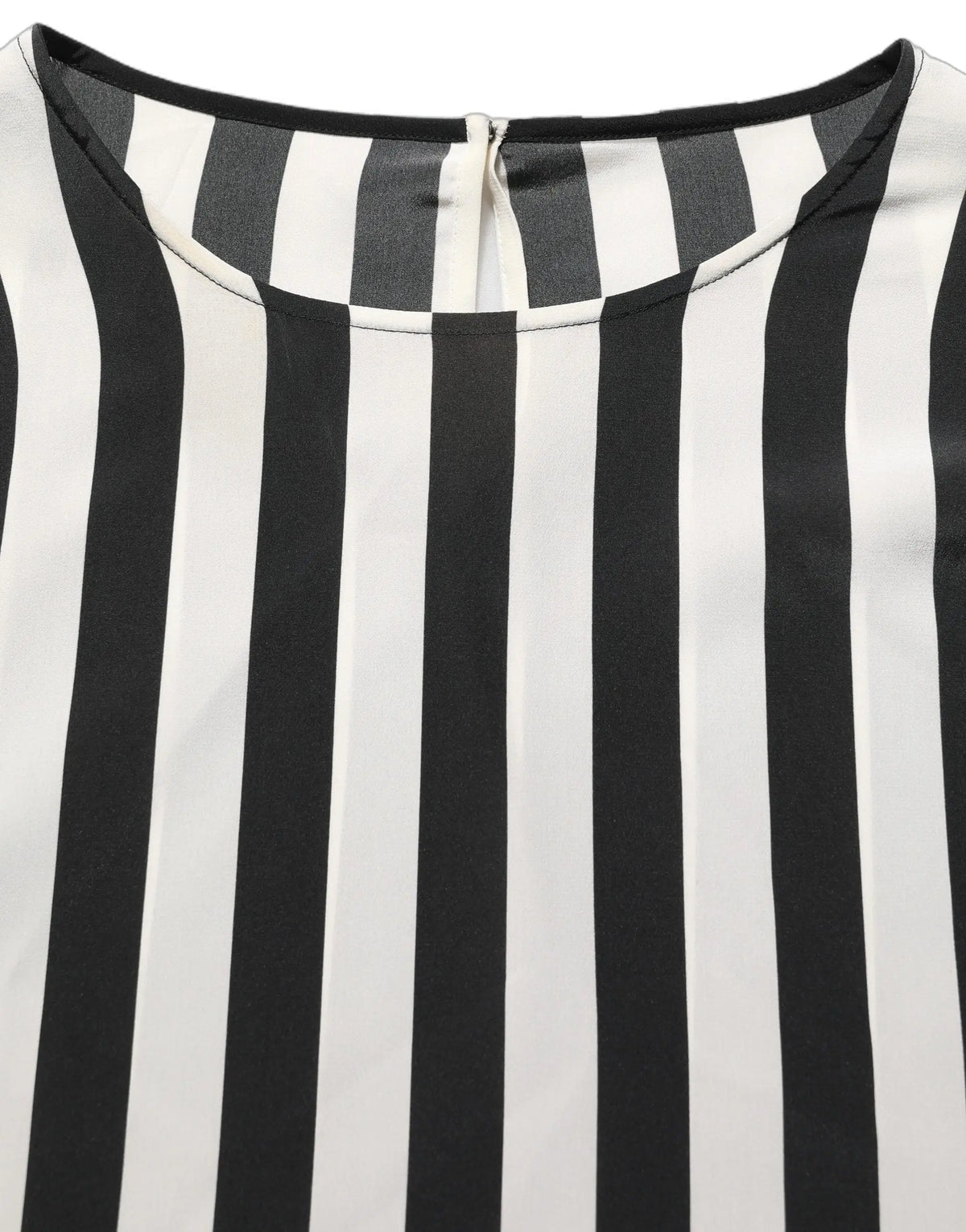 Dolce & Gabbana blouse noire et blanche à rayures verticales avec col rond en tissu léger