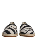Dolce & gabbana espadrilles plates noires et blanches à motif géométrique avec semelle en jute tressé