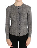 Cardigan pour femme dolce & gabbana en laine noir et blanc avec motif chevrons boutons noirs et col rond manches longues