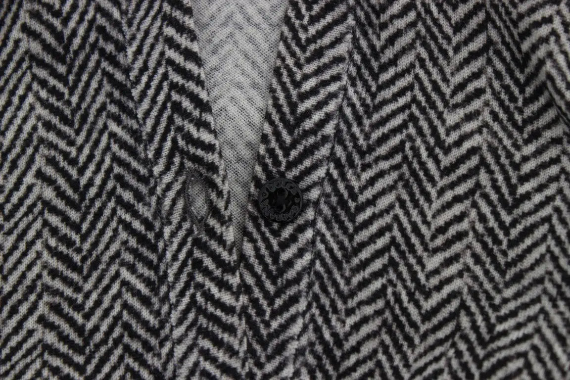 Cardigan dolce & gabbana en laine noire et blanche à chevrons avec tissage texturé subtil