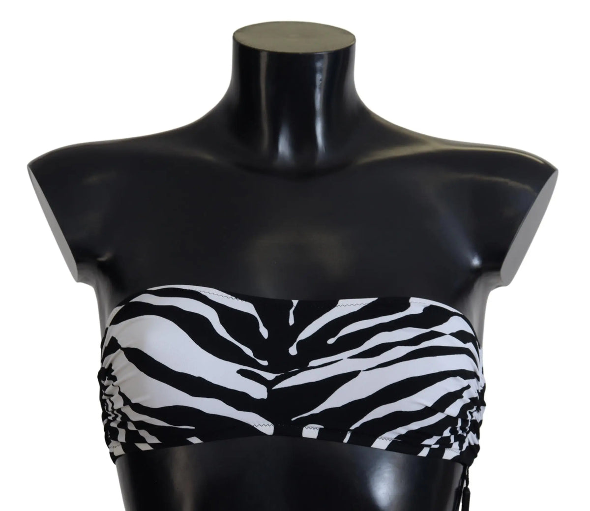 Dolce & gabbana bikini haut bandeau sans bretelles imprimé zèbre noir et blanc en tissu stretch