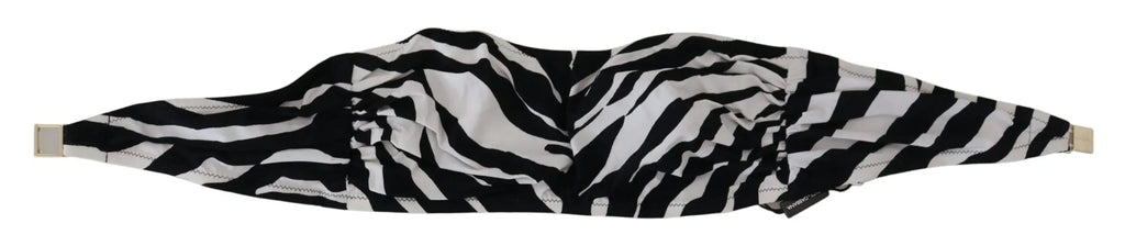Masque facial en tissu noir et blanc à motif zèbre avec bretelles élastiques pour le haut de bikini dolce gabbana