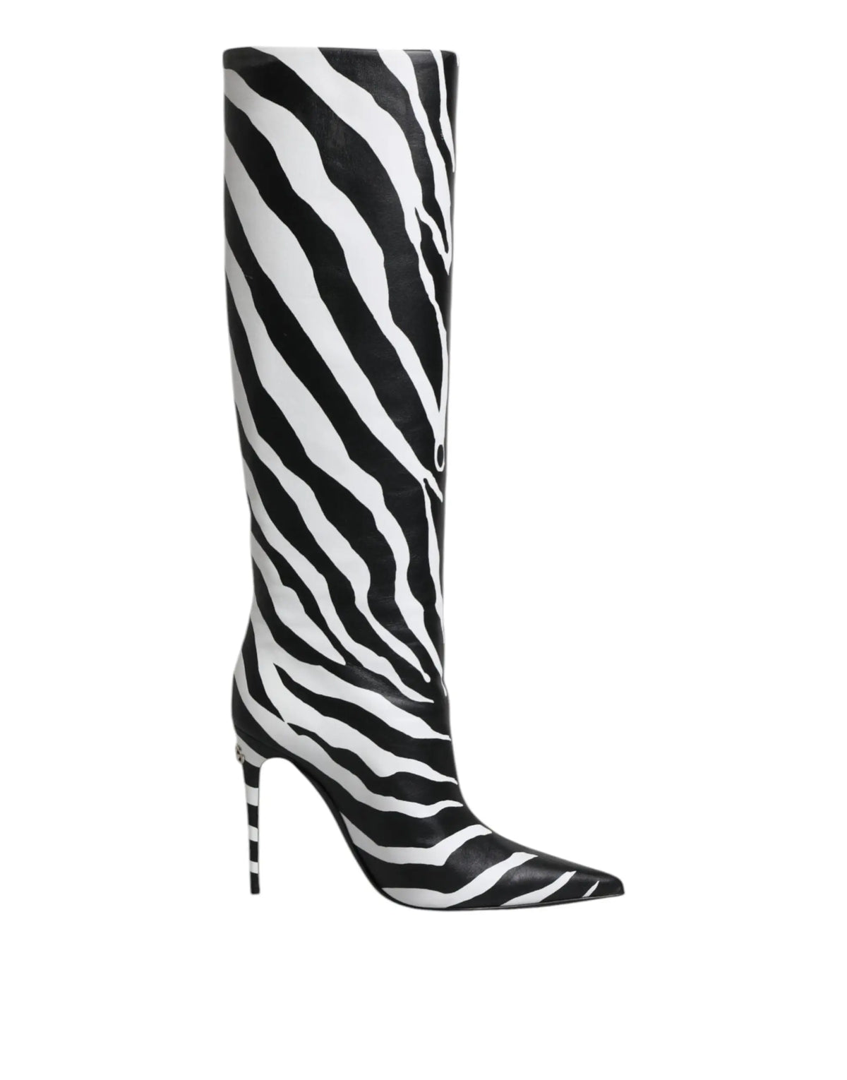 Bottes hautes dolce & gabbana à talon aiguille effet zèbre noir et blanc avec bout pointu