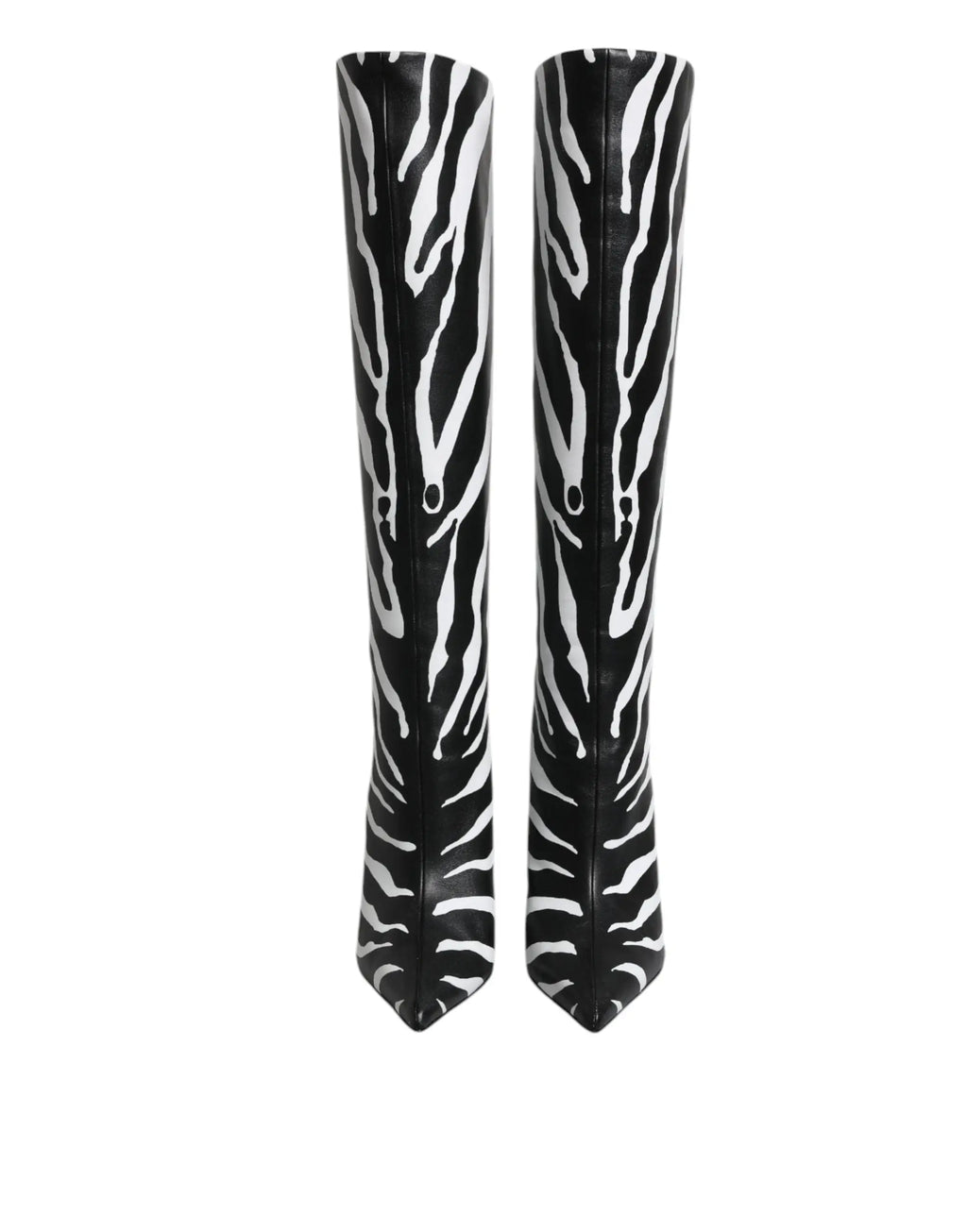 Dolce & Gabbana bottes hautes à talons zébrées noires et blanches avec finition brillante en cuir