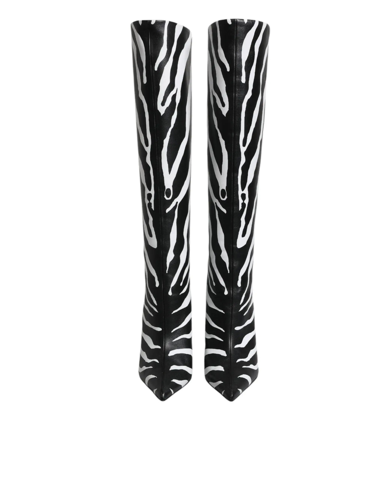 Dolce & Gabbana bottes hautes à talons zébrées noires et blanches avec finition brillante en cuir