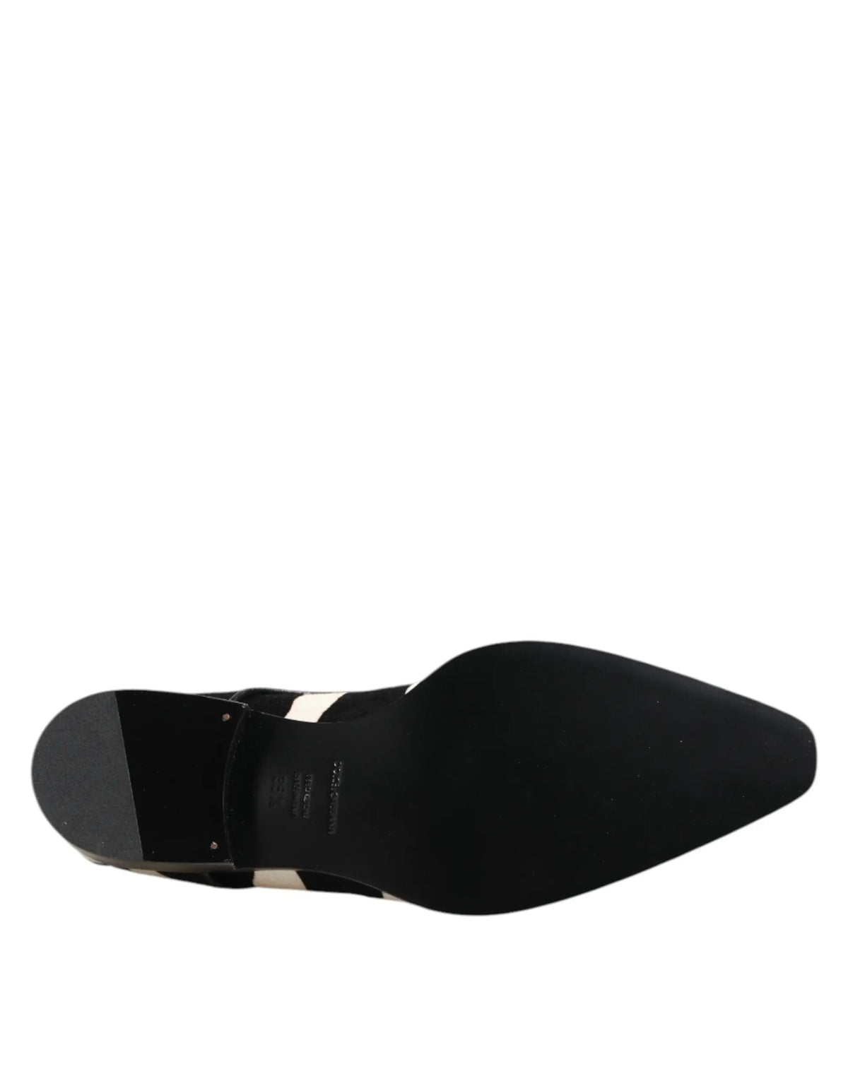 Dolce & gabbana bottine noire en suède avec bout pointu et bande blanche contrastante sur le côté
