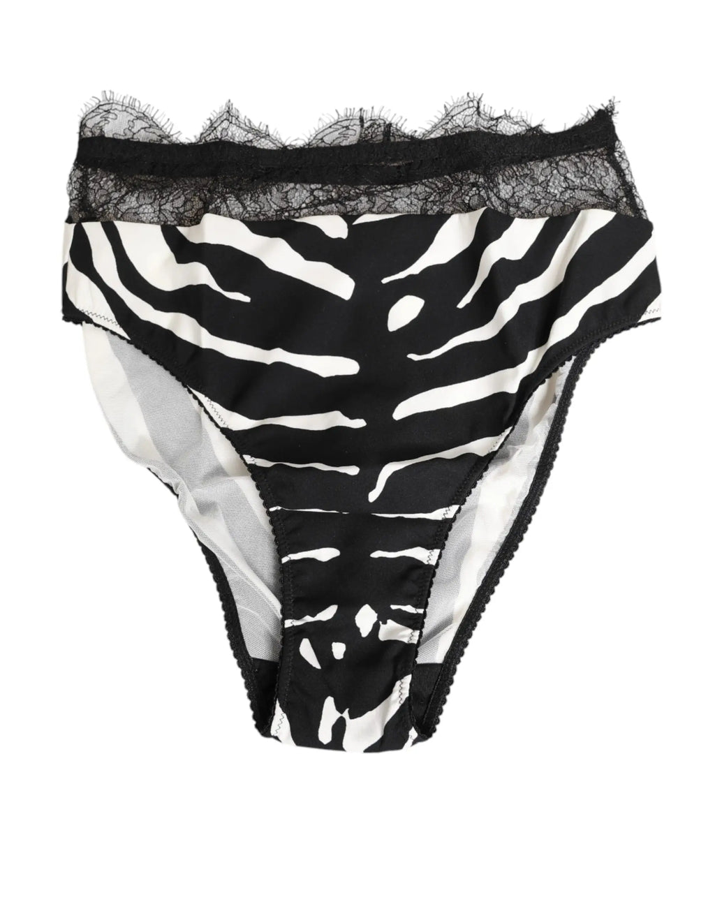 Culotte taille haute dolce gabbana noire et blanche imprimé zèbre avec bordure en dentelle