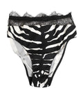Culotte taille haute dolce gabbana noire et blanche imprimé zèbre avec bordure en dentelle