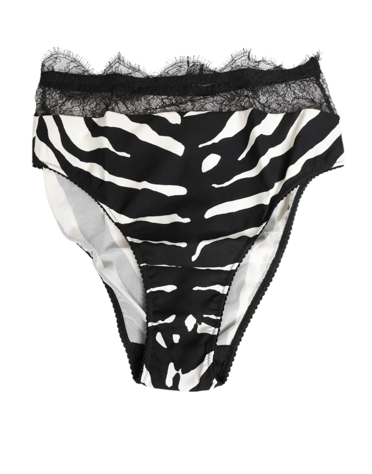 Culotte taille haute dolce gabbana noire et blanche imprimé zèbre avec bordure en dentelle