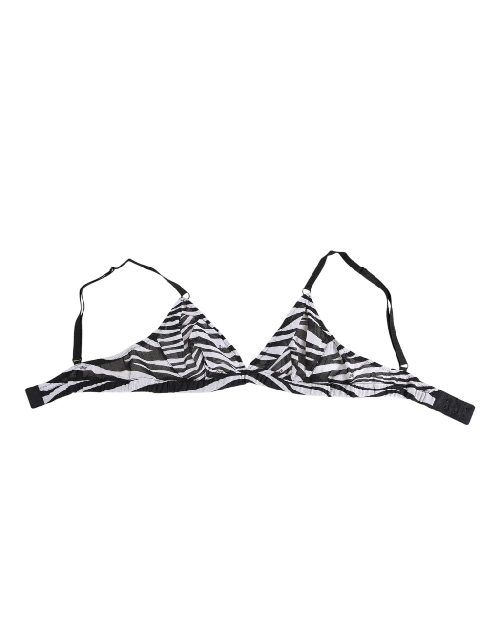 Dolce & Gabbana bralette en maille transparente noire et blanche à imprimé zèbre avec bretelles ajustables