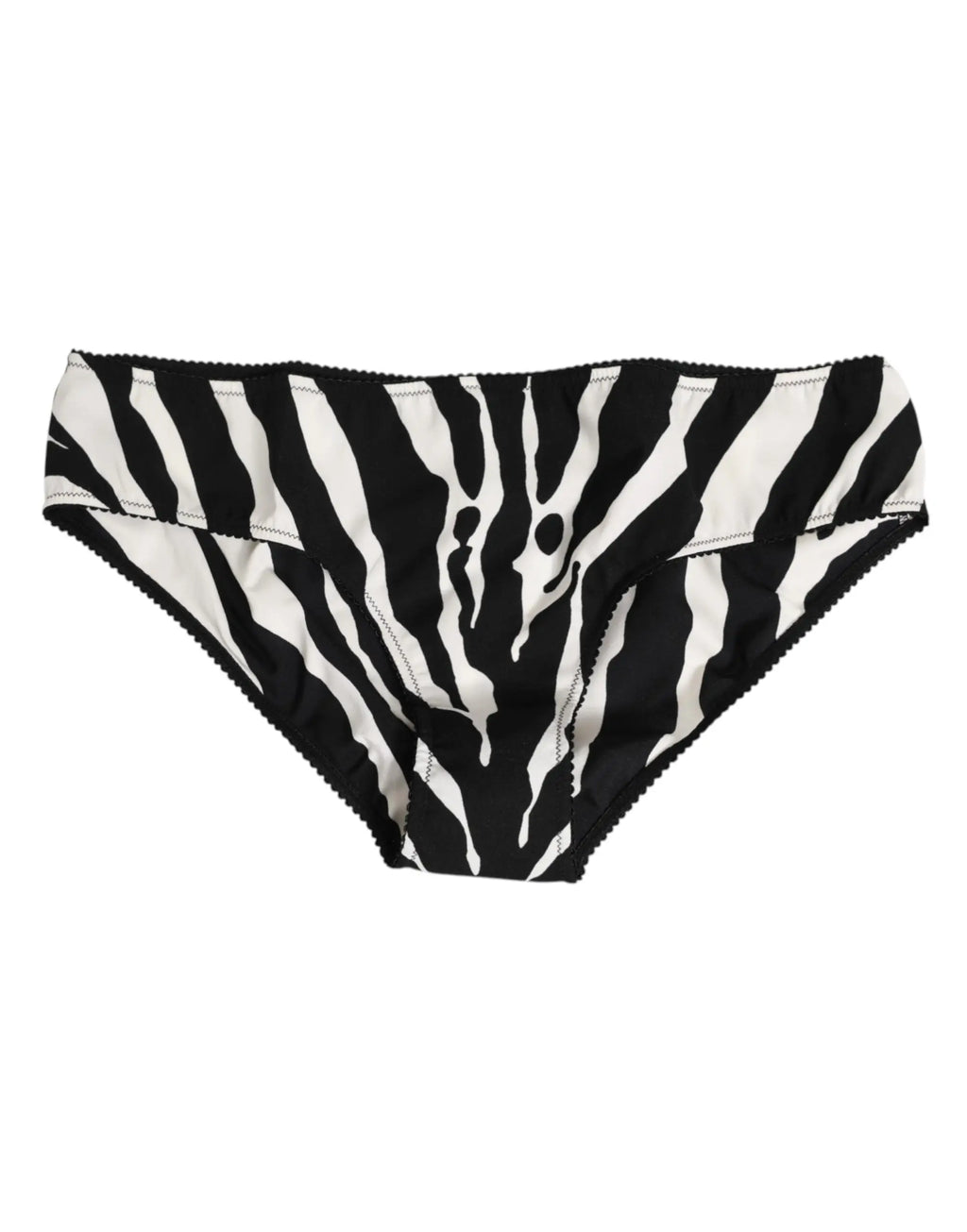 Briefs en satin noir et blanc à rayures zèbre avec bordure festonnée dolce gabbana sous-vêtements