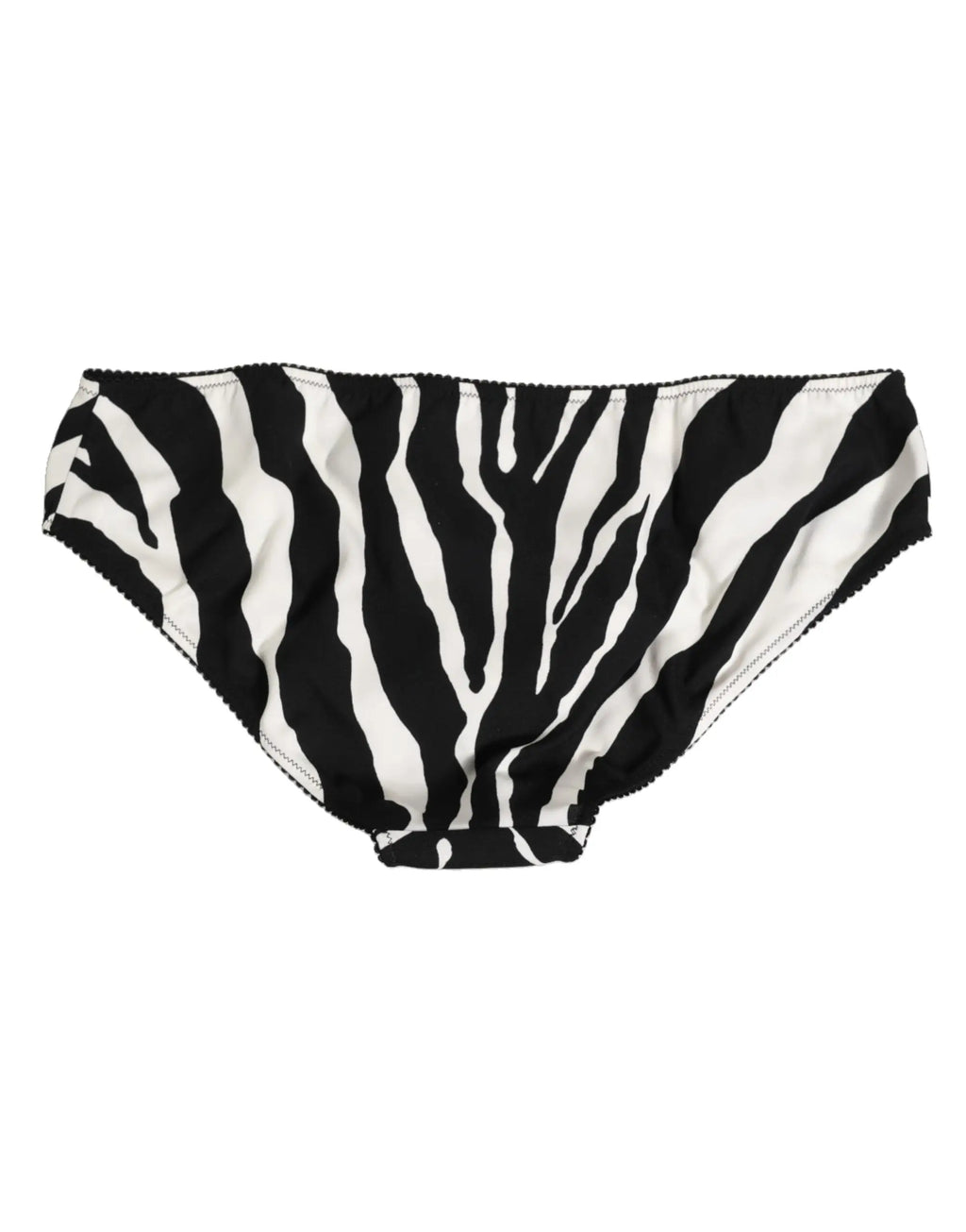 Briefs dolce & gabbana en satin noir et blanc à motif zèbre avec bordure festonnée