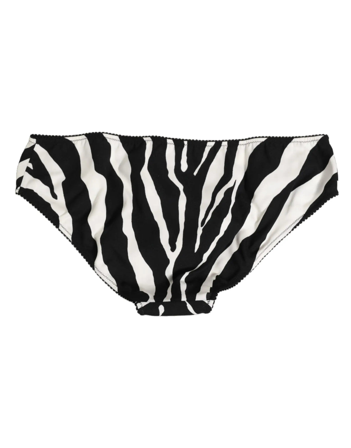 Briefs dolce & gabbana en satin noir et blanc à motif zèbre avec bordure festonnée